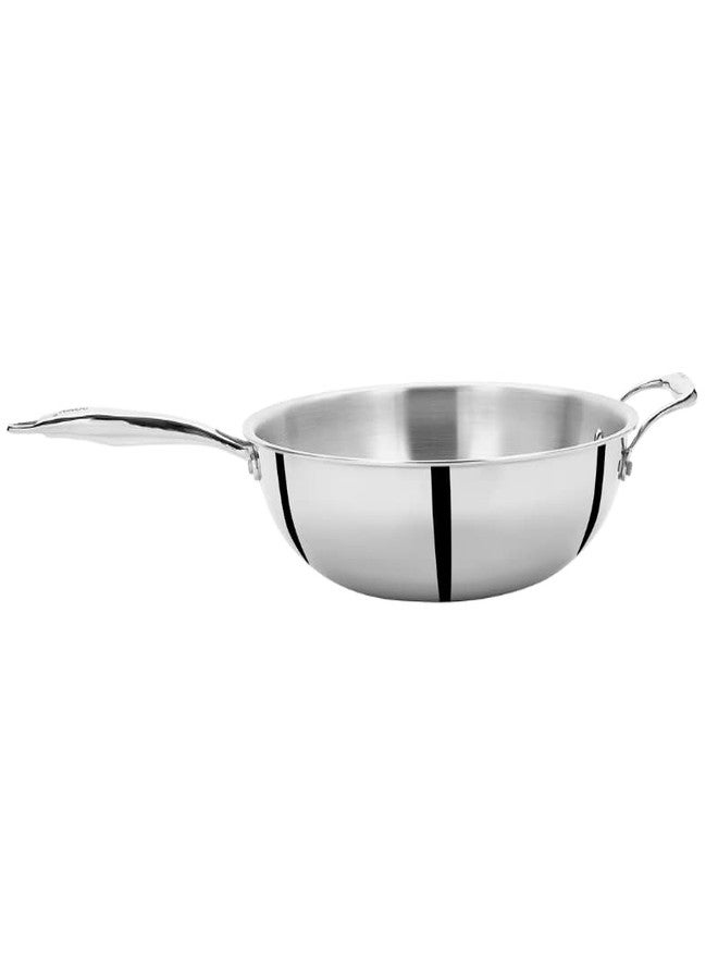 DONIV Titanium Triply Stainless Steel Wok with Handle, 28 cm 4 Litre Capacity, 2.5 mm Thick, Chinese Wok with Steel Handles, Induction Friendly, ISI Certified, 5 Years Warranty, Pack of 1 - Image 4